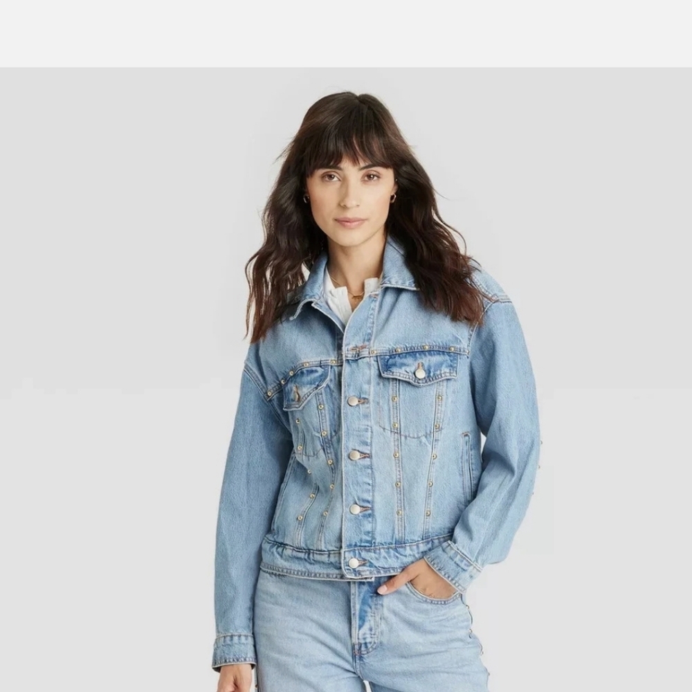 Universal Thread - Women's Studded Denim Trucker Jacket - Universal T Blue